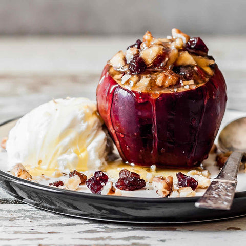 Caramel-Infused Raisin-Stuffed Baked Apples