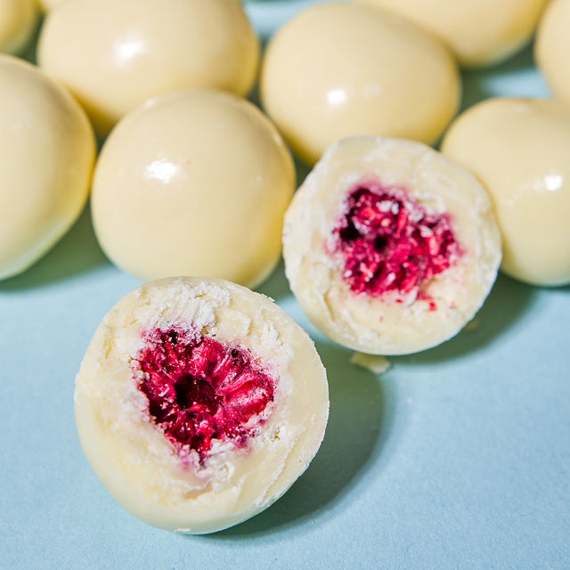 Freeze-Dried Raspberries in White Chocolate