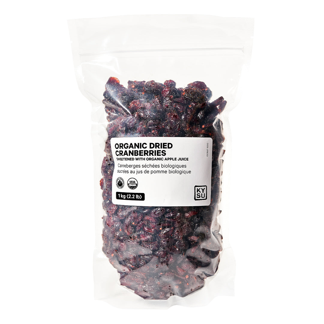 Organic dried cranberries sweetened with organic apple juice, 1 kg