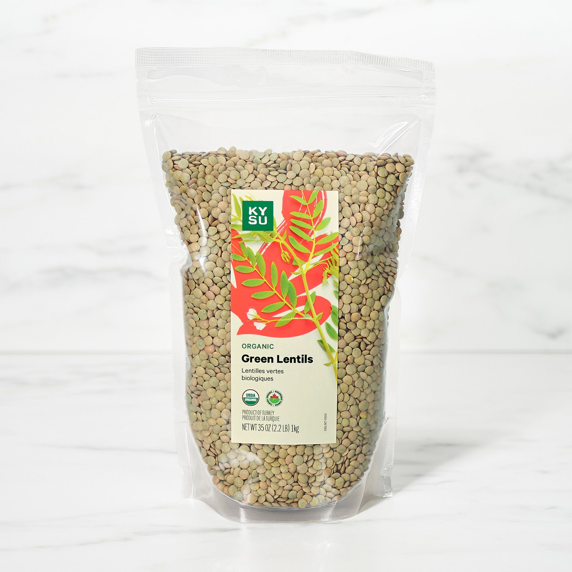Organic green lentils, 2.2 lb
