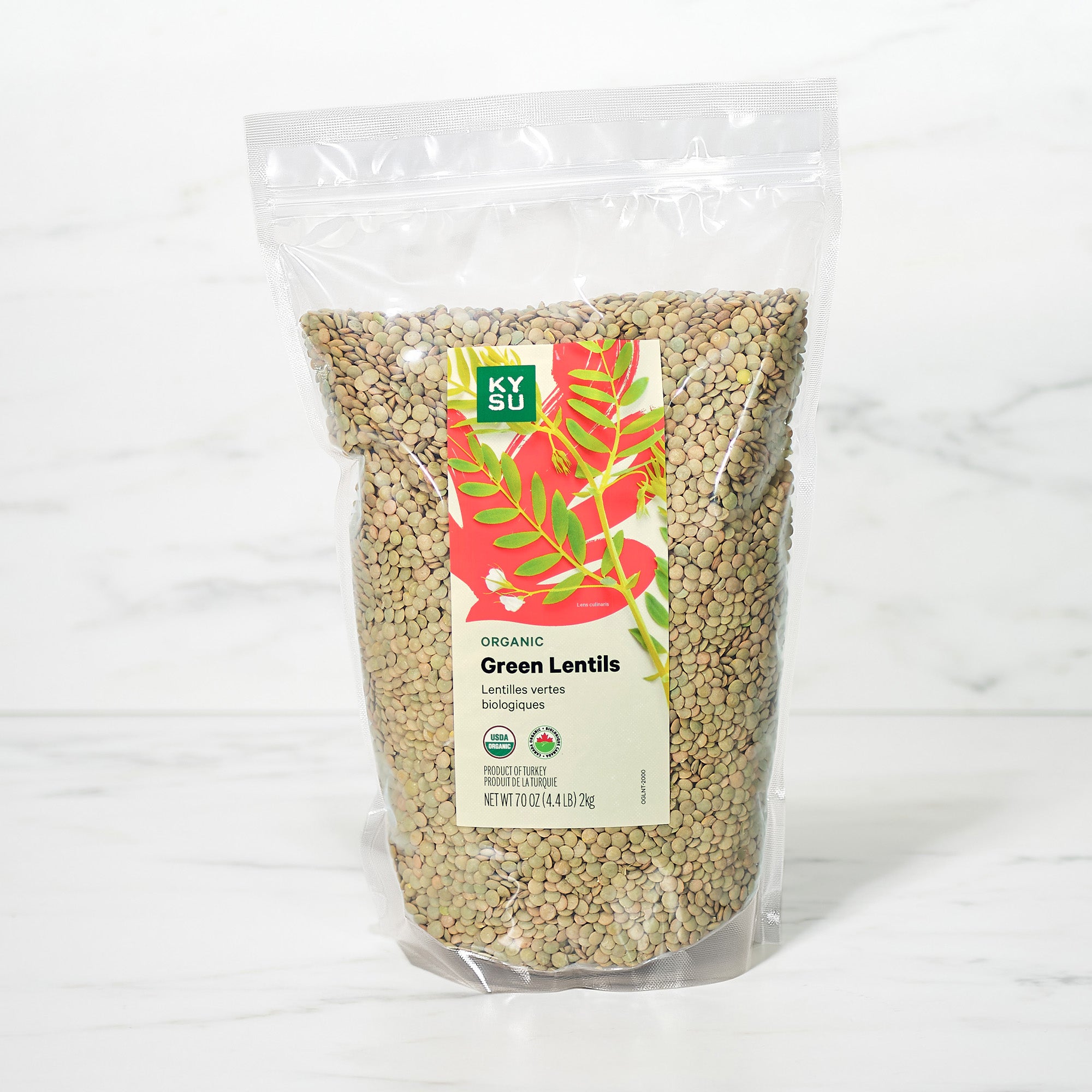 Organic green lentils, 4.4 lb